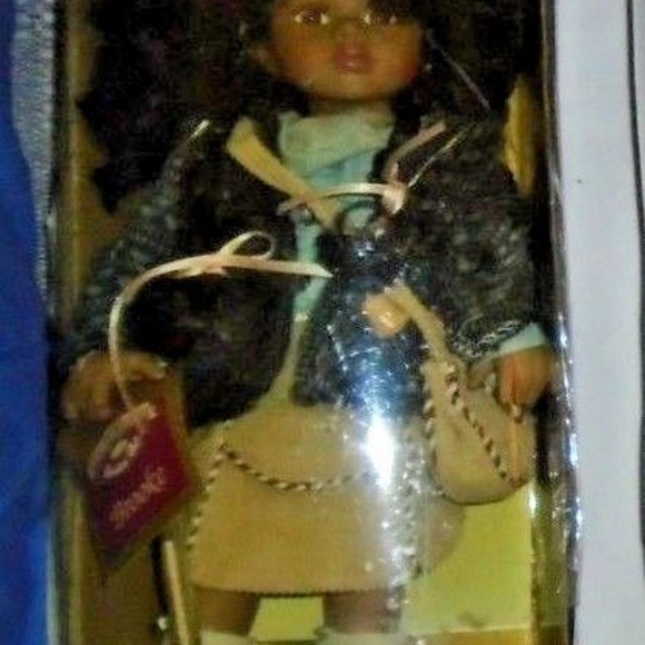 Handcrafted W/Scooter Black Porcelain Doll - Picture 3 of 4